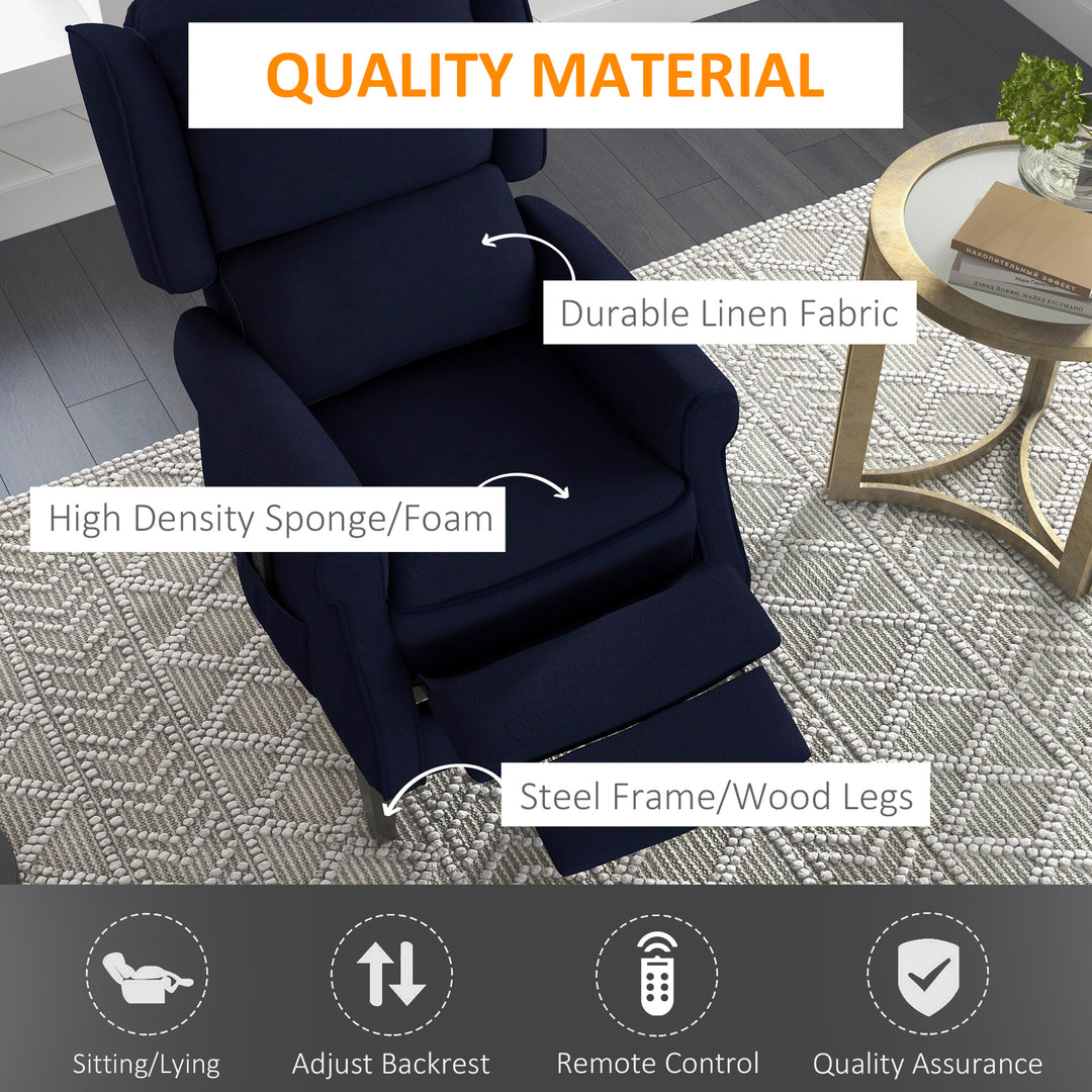 HOMCOM Massage Recliner Chair for Living Room, Push Back Recliner Sofa, Suede Wingback Reclining Chair with Extendable Footrest, Wood Legs, Remote Control, Side Pockets, Black