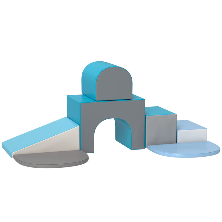 Qaba 7-piece Soft Play, Foam Climbing Blocks for Toddlers, Kids' Educational Climbing Crawling Toys, Kids Foam Play Set Stairs and Ramp, Multicolored