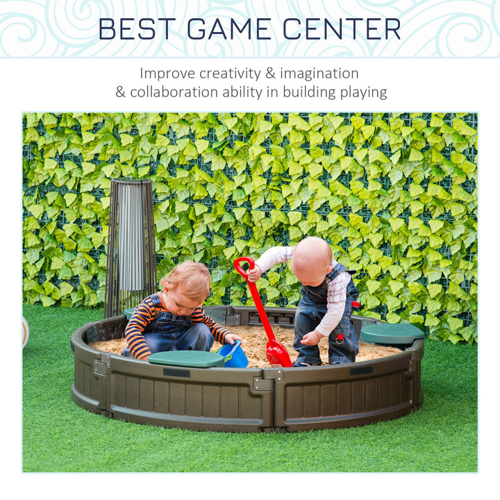 Outsunny Kids Outdoor Sandbox with Cover Waterproof Oxford Canopy, Bottom Fabric Liner, Children Playset for 3-12 years old, Backyard, Brown