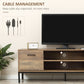 HOMCOM TV Stand for TV up to 50 Inches, TV Cabinet with Door, Open Storage and Drawers, TV Table with Steel Legs, Dark Walunt