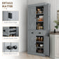 HOMCOM 72.5" Kitchen Pantry Cabinet, Freestanding Storage Cabinet with 4 Doors, Drawer and Adjustable Shelves, Black