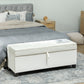 HOMCOM Storage Ottoman Bench, Foot Rest with Safety Hinges, 47 Inches Linen Storage Chest for Living Room, Dark Grey