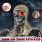 HOMCOM Halloween Animated Mummy with Glowing LED Eyes, Animatronic Halloween Decoration, Battery Operated