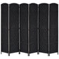 HOMCOM 6ft Folding Room Divider, 6 Panel Wall Partition with Wooden Frame for Bedroom, Home Office, Natural
