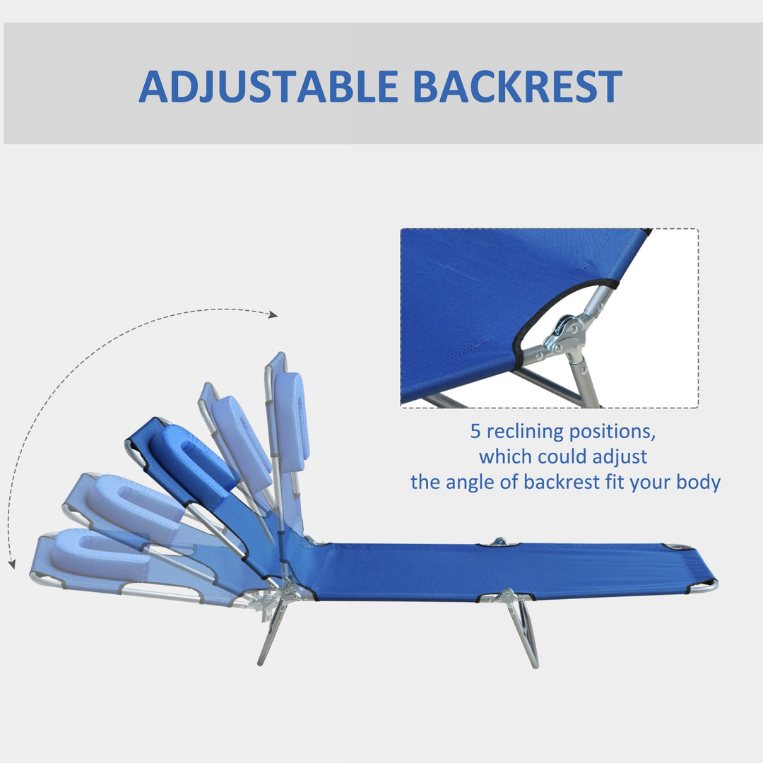 Outsunny Outdoor Lounge Chair, Adjustable Folding Chaise Lounge with Face Cavity, Tanning Chair Sun Lounger Bed Recliner, Red