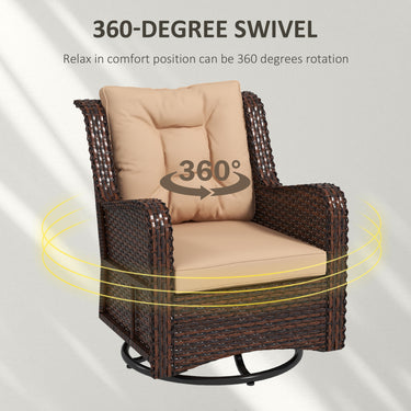 Outsunny PE Rattan 360° Swivel Patio Chair with Cushion, Brown
