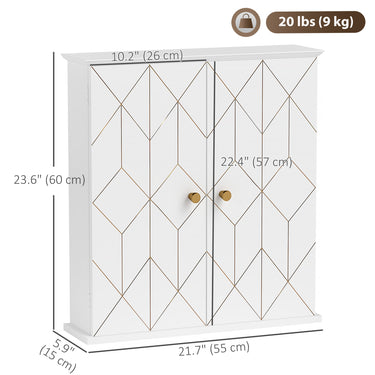 HOMCOM Bathroom Wall Cabinet, Medicine Cabinet, Storage Cabinet with 2 Doors, Adjustable Shelf, White