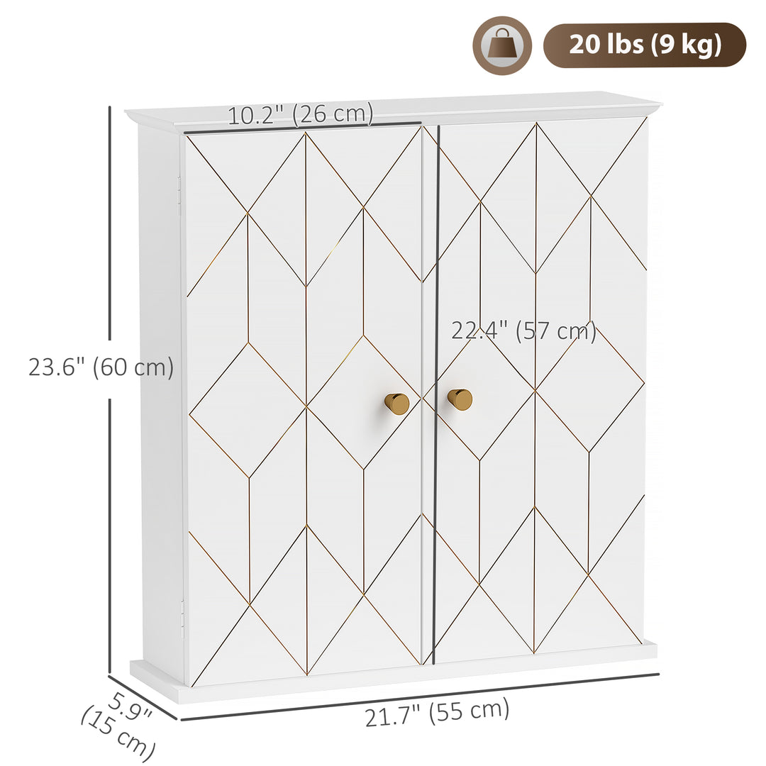 HOMCOM Bathroom Wall Cabinet, Medicine Cabinet, Storage Cabinet with 2 Doors, Adjustable Shelf, White