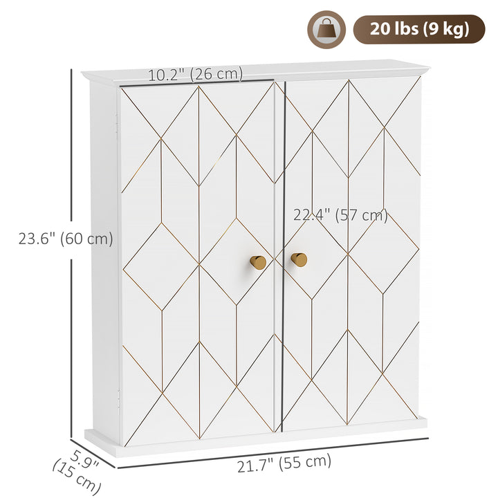 HOMCOM Bathroom Wall Cabinet, Medicine Cabinet, Storage Cabinet with 2 Doors, Adjustable Shelf, White