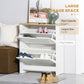 HOMCOM Shoe Storage Cabinet with 2 Flip Drawers and Adjustable Shelves for 6-12 Pairs of Shoes, White