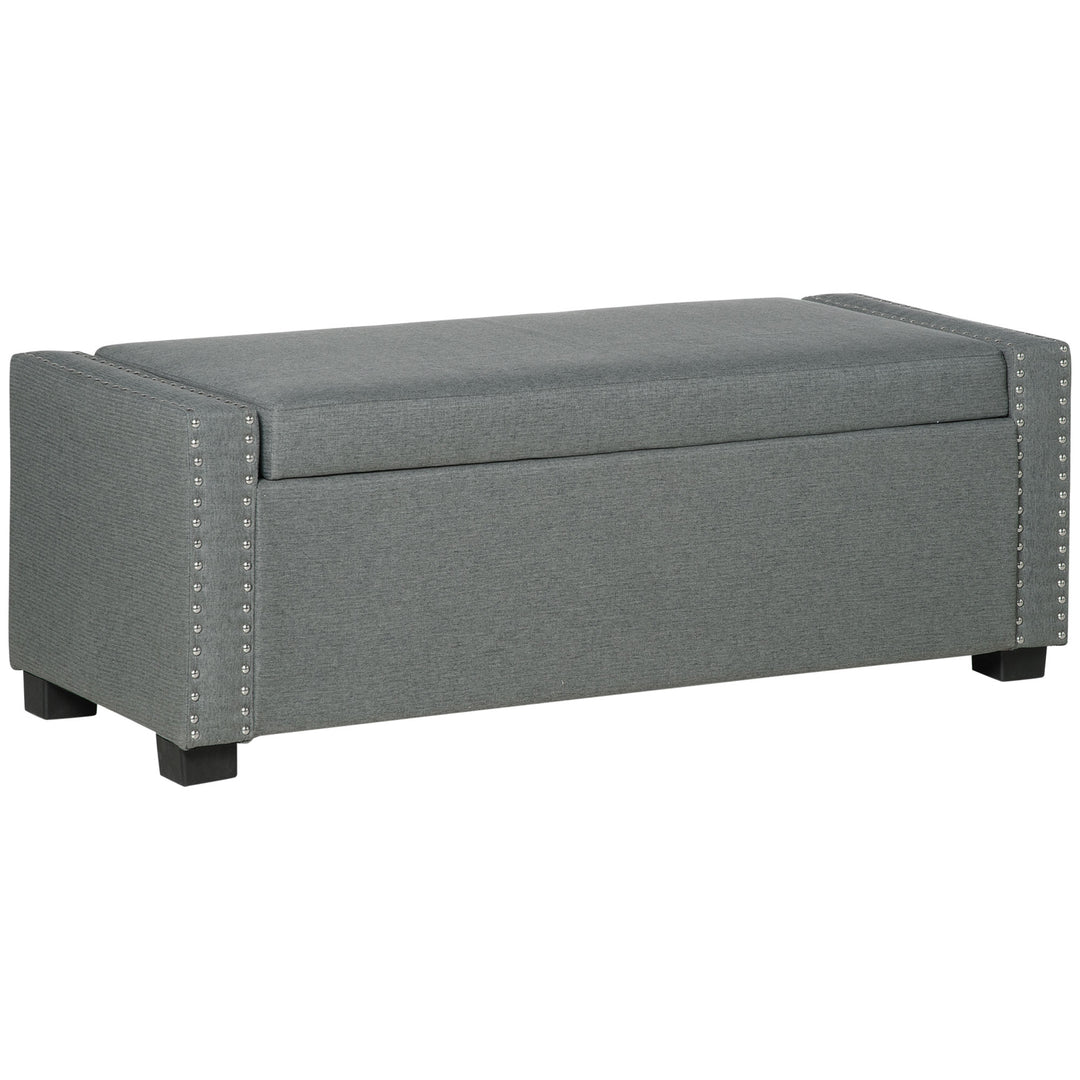 HOMCOM Upholstered Flip Top Storage Bench Fabric Ottoman for Bedroom, Living room, Light Grey