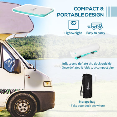 Outsunny 8' x 6' Water Floating Dock, Rafting Inflatable Island with Air Pump and Backpack for Pool, Beach, Ocean, Blue & Green