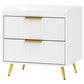 HOMCOM Bedside Table, Nightstand with 2 Drawers, Side End Table with Metal Legs for Bedroom, Black