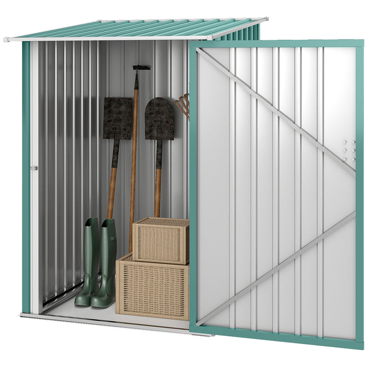 Outsunny Garden Tool Storage Shed, Small Steel Shed with Lockable Door for Garden & Patio, Galvanized Steel Construction, Dark Gray