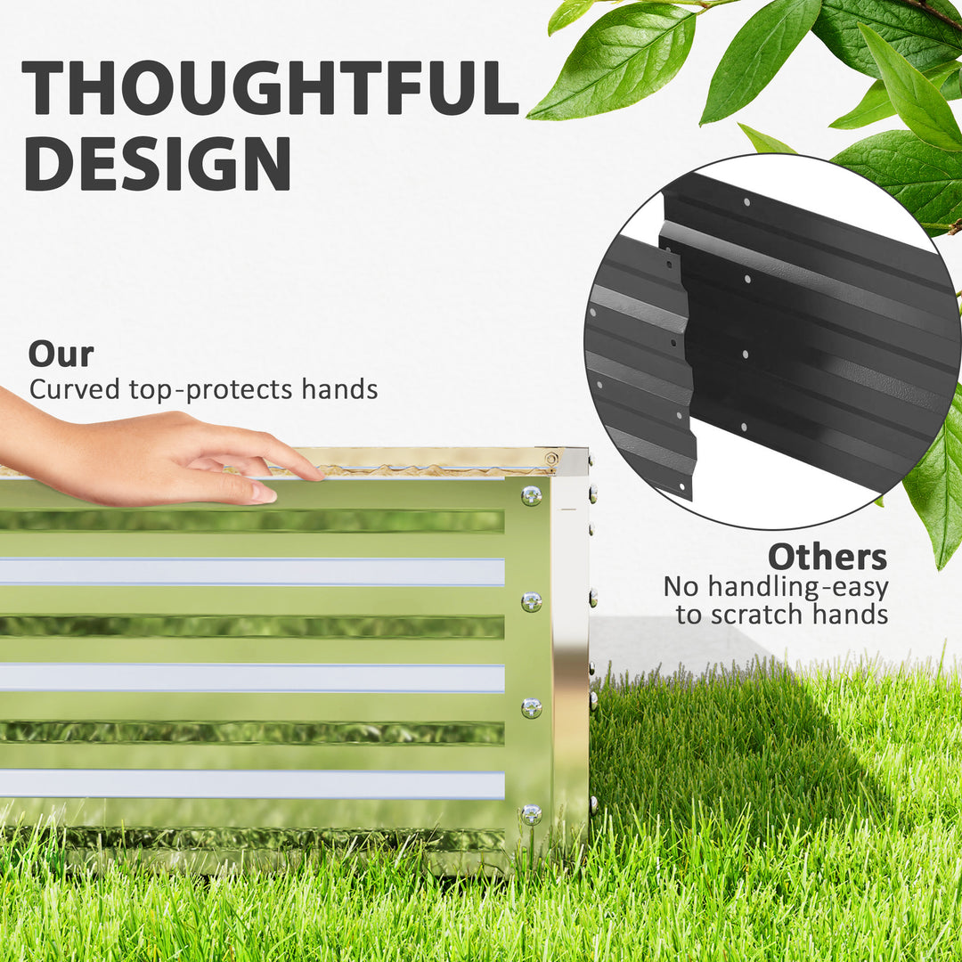 Outsunny 4' x 4' x 1' Raised Garden Bed Galvanized Steel Planter Box for Vegetables, Flowers, Herbs, Green
