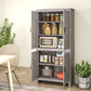 HOMCOM 64" Kitchen Pantry Cabinet, Freestanding Storage Cabinet with 4 Doors, 3 Adjustable Shelves, Antique White