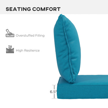 Outsunny 4-Piece Seat Cushion Pillows Replacement, Patio Chair Cushions Set with Back for Indoor Outdoor, Turquoise