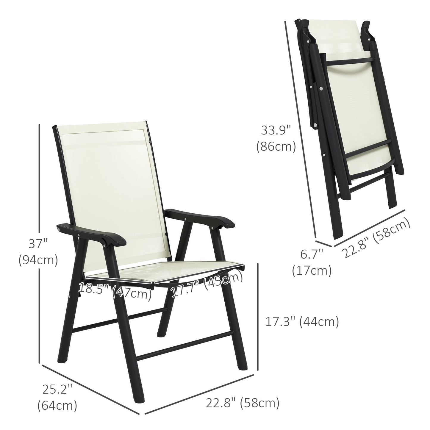 Outsunny 4-Piece Folding Chair Set for Relaxing on Patio Balcony Garden, Comfortable Outdoor Furniture with Armrests, Brown