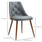HOMCOM Dining Chairs Set of 2, Tufted Kitchen Chairs, PU Leather Upholstered Seats and Steel Legs for Dining Room, Grey