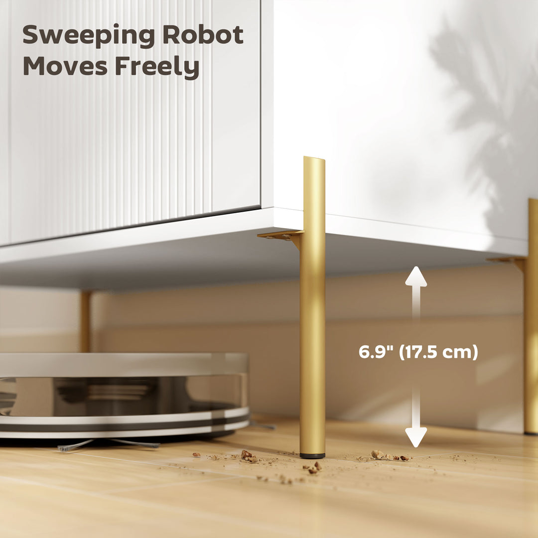 HOMCOM Sideboard, Modern Buffet Cabinet, Coffee Bar Cabinet with Fluted Doors and Adjustable Shelf, White