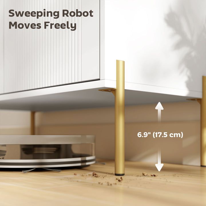 HOMCOM Sideboard, Modern Buffet Cabinet, Coffee Bar Cabinet with Fluted Doors and Adjustable Shelf, White