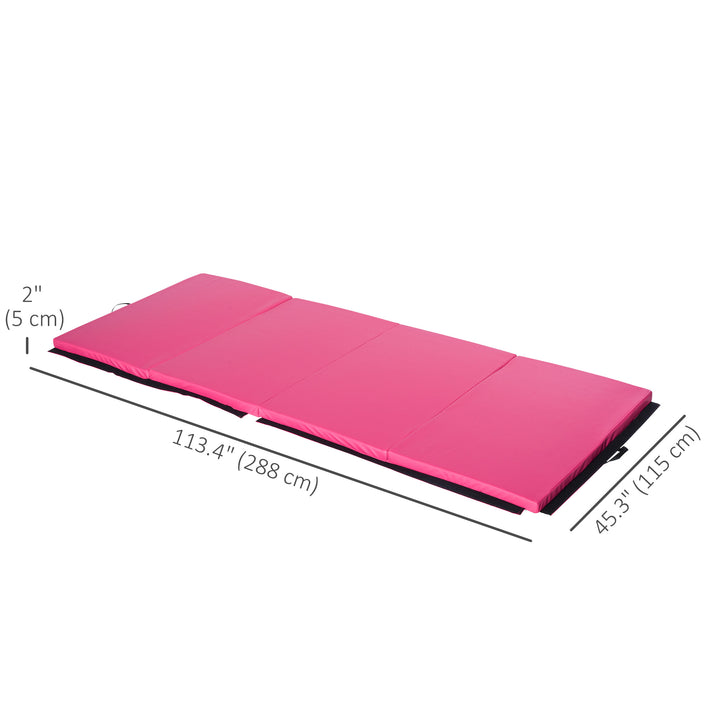 Soozier 4'x10'x2'' Folding Gymnastics Tumbling Mat, Exercise Mat  with Carrying Handles for Yoga, MMA, Martial Arts, Stretching, Core Workouts, Pink