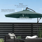 Outsunny 10ft Outdoor Cantilever Hanging Offset Umbrella with Solar LED Lights, Crank, Cross Base, Aluminum Frame, Green