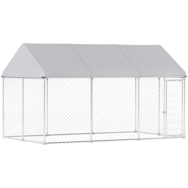 PawHut Galvanized Steel Outdoor Dog Kennel with Roof, Safety Lock, for Backyard, 13.1' x 7.5' x 7.8'