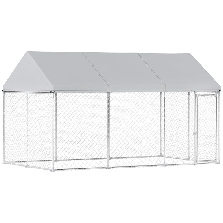 PawHut Galvanized Steel Outdoor Dog Kennel with Roof, Safety Lock, for Backyard, 13.1' x 7.5' x 7.8'