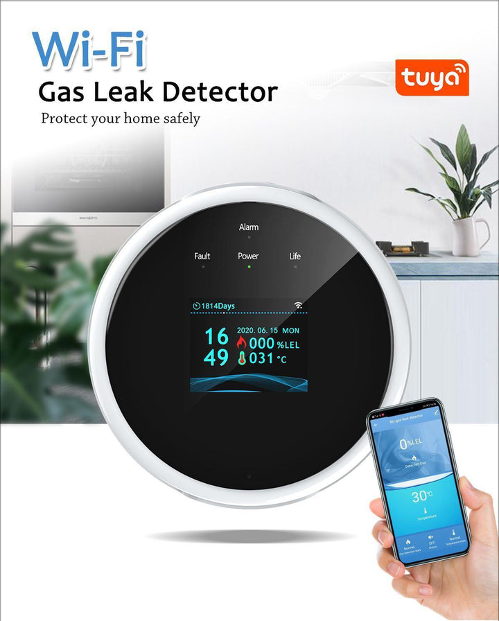Glomarket Smart Gas Leak Detector Tuya Wifi LCD Display APP Remote Control Heat Alarm Reminder for Smart Home