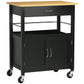HOMCOM Kitchen Cart, Utility Trolley, Small Kitchen Island with Storage Drawer & Side Hooks for Dining Room, White