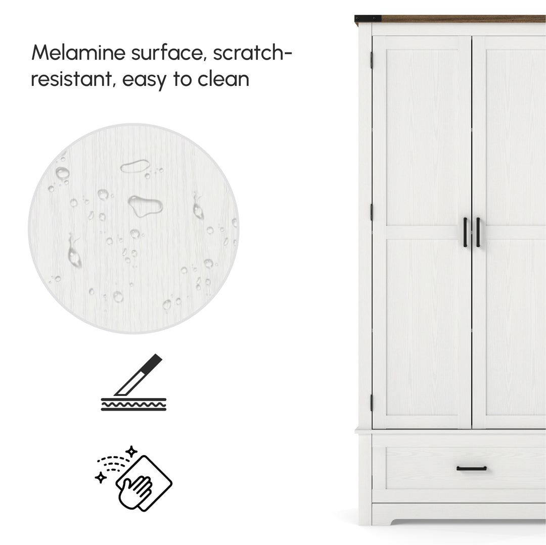 HOMCOM 69" Tall Farmhouse Kitchen Pantry Cabinet with 2 Doors, Drawer and Adjustable Shelves, Black Wood Grain