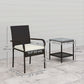 Outsunny 3 Piece Wicker Patio Furniture Set with Stackable Chairs, Washable Cushion, Tempered Glass Top, for Backyard, Brown