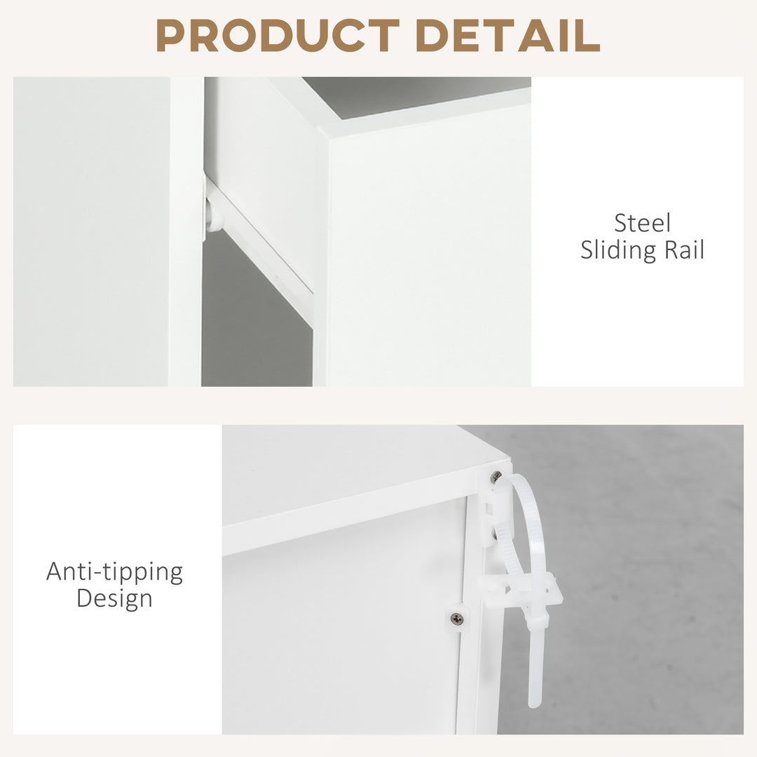 HOMCOM LED Nightstand, Bedside Table with LED Lights, Drawer, 2 Shelves, Remote, Side Table for Living Room, Bedroom