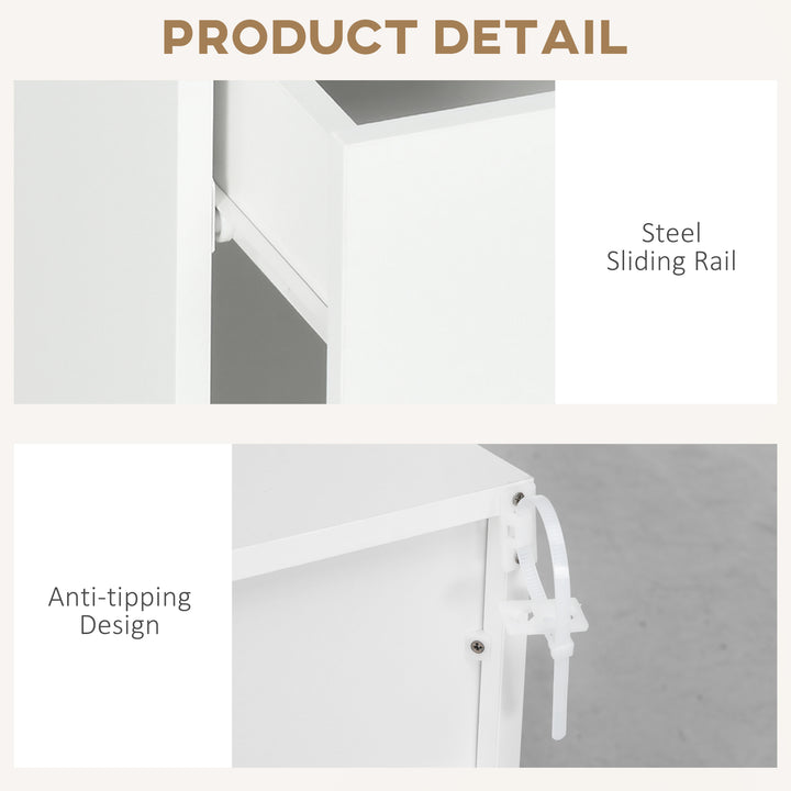 HOMCOM LED Nightstand, Bedside Table with LED Lights, Drawer, 2 Shelves, Remote, Side Table for Living Room, Bedroom