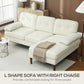 HOMCOM Modern Corner Couch with Right Chaise Lounge, Tufted 3-Seater Sofa with Wooden Legs for Living Room, Cream White