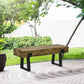 HOMCOM Outdoor Bench, Garden Bench with Metal Legs, Rustic Wood Effect Concrete, Indoor or Outdoor Use for Patio, Park, Porch and Lawn, Natural and Black