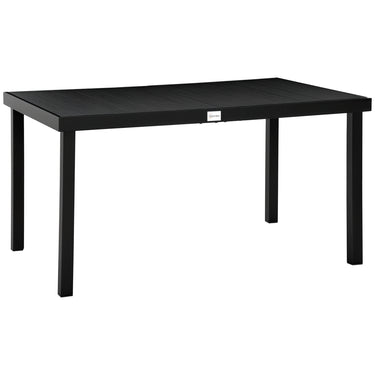 Outsunny Aluminum Outdoor Dining Table for 6, Patio Rectangular Table, 55" L x 35.5" W x 29.25" H, Black