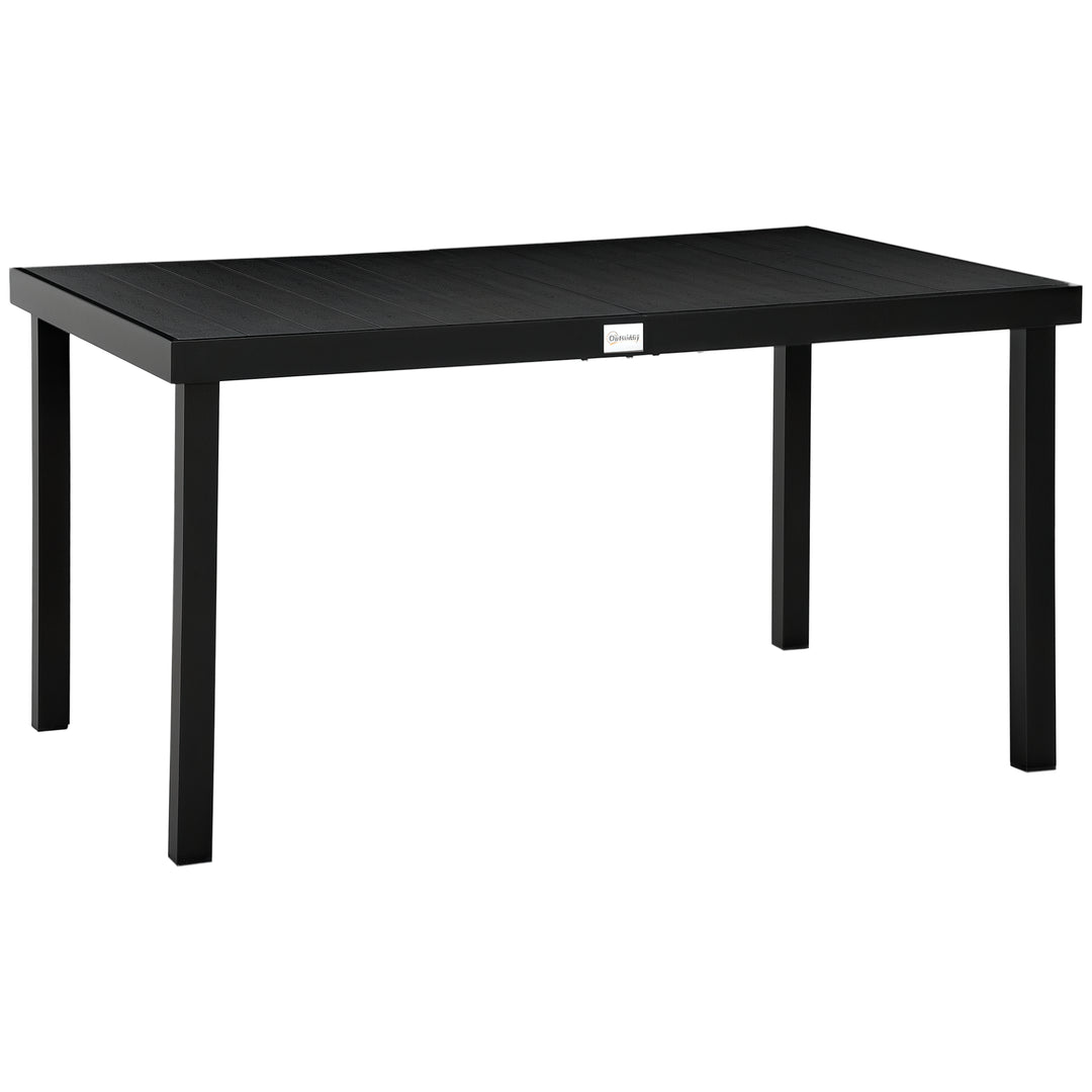 Outsunny Aluminum Outdoor Dining Table for 6, Patio Rectangular Table, 55" L x 35.5" W x 29.25" H, Black