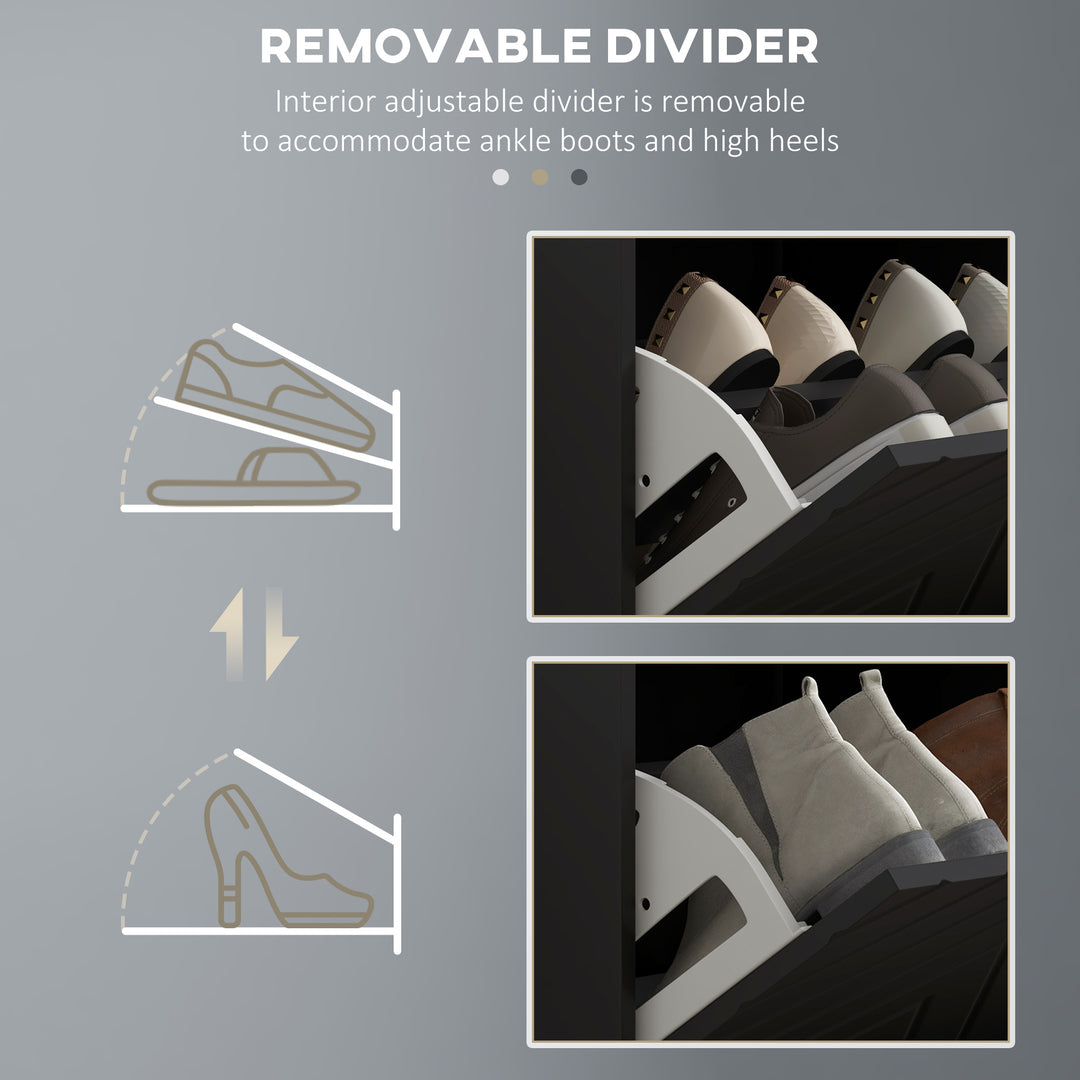 HOMCOM Shoe Storage with Seat, Upholstered Hallway Bench, Shoe Bench with 2 Flip Drawers and 4 Vents for 8 Pairs of Shoes