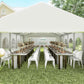 Outsunny 32'x16' Large Patio Gazebo, Steel Party Event Wedding Tent Canopy Carport Garage W/ 4 Removable Sidewalls for Outdoor Parking, White