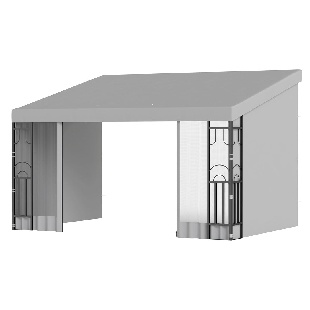 Outsunny 10' x 13' Wall Pergola, Outdoor Gazebo with 2 Curtains and 2 Nettings, UV Resistant, for Patio, Deck, Dark Grey