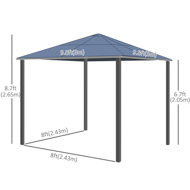 Outsunny 10x10ft Hardtop Gazebo with Aluminum Frame, Polycarbonate Gazebo Canopy with Curtains and Netting