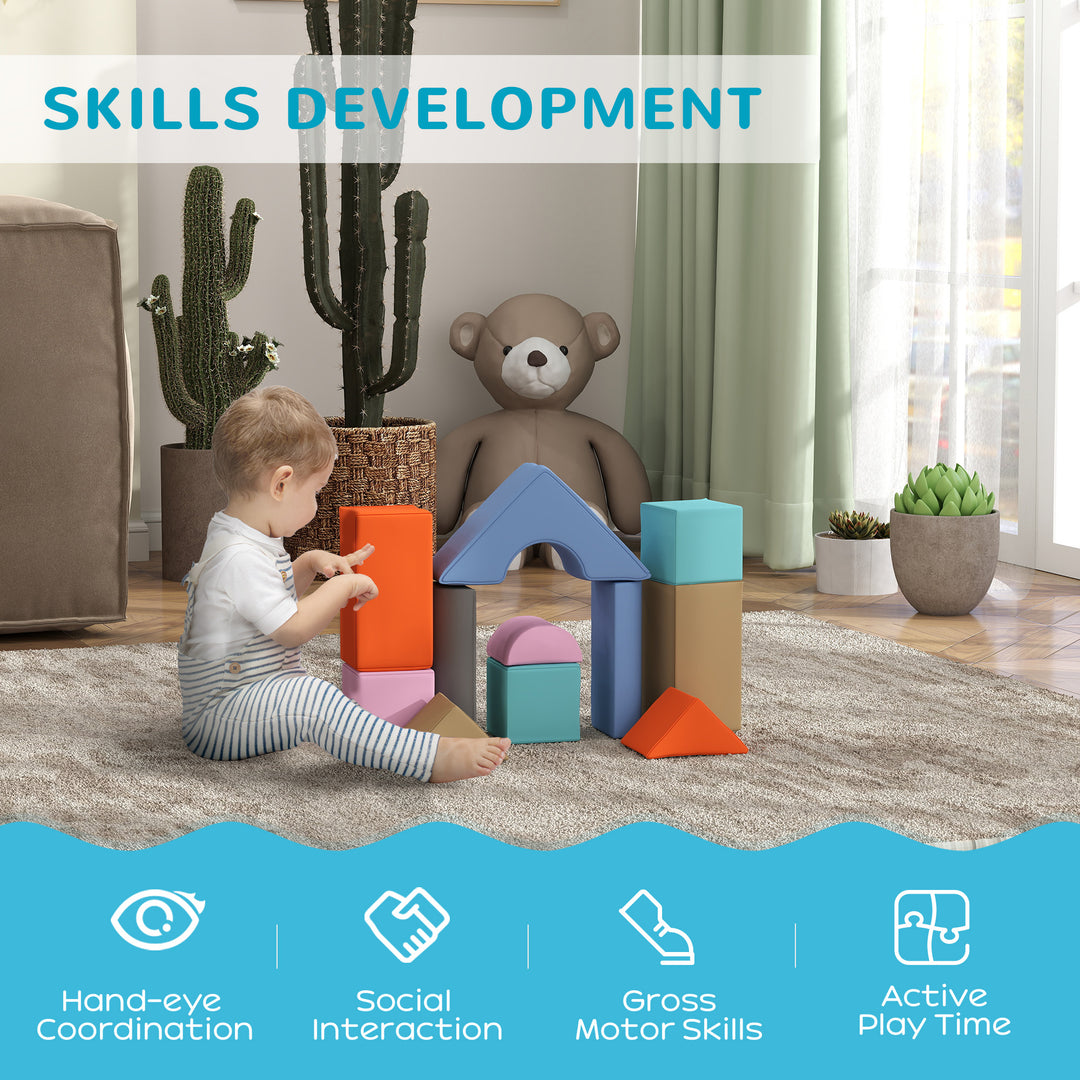 Qaba 11 Piece Soft Play Equipment for Kids 6-72 Months, Dark Colour