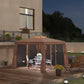 Outsunny 10' x 10' Outdoor Patio Gazebo Double Soft-top Garden Shelter Tent with Curtains, & Mesh Screen Drapes, Brown