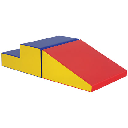 Soozier 2-Piece Climb and Crawl Activity Soft Play Set, Secure Foam Blocks Playset for Toddler Preschooler Babies Indoor, Activity Structure Play Equipment, Multi-colour