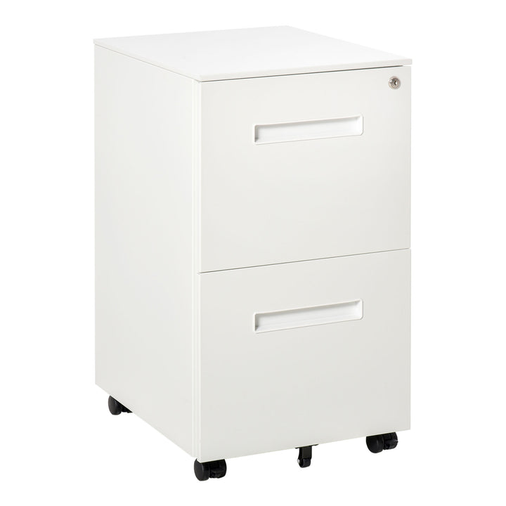 Vinsetto File Cabinet, Vertical Filing Cabinet with Adjustable Partition for A4 Letter Size, Lockable for Office, White