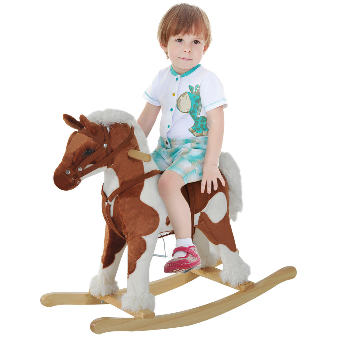 Qaba Kids Rocking Horse Ride on Toy for Toddler 3 year old with Nursery Rhyme Music and Light
