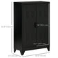 HOMCOM Metal Storage Cabinet, Industrial Sideboard Buffet Cabinet with 2 Louvered Doors, Adjustable Shelves, Grey
