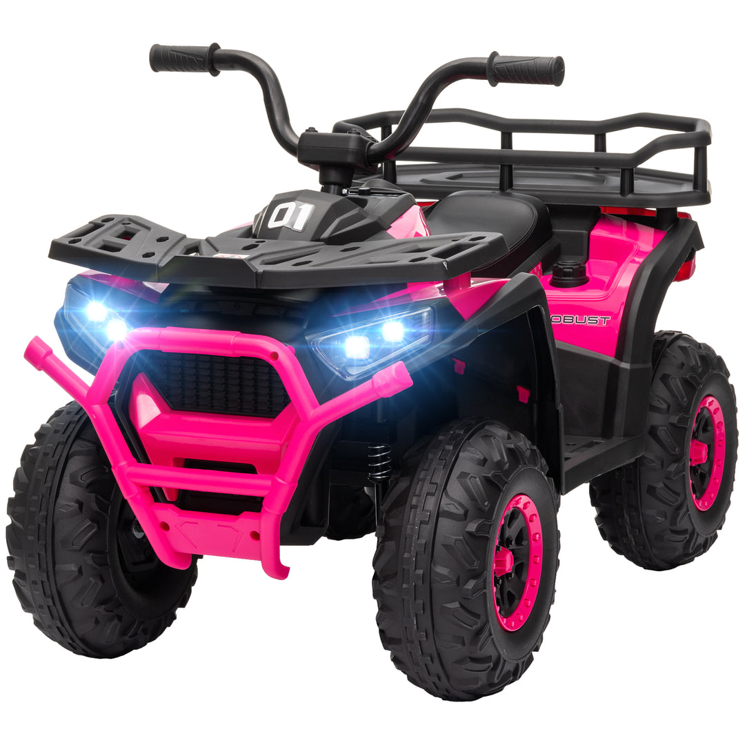 Qaba Kids ATV, 12V Battery Powered Electric Ride on Toy w/ Spring Suspension, Storage Basket, High & Low Speed, Green
